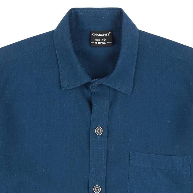 CHARCHIT Boys Cotton Regular Fit Plain Full Sleeves Casual Shirt - Image 5